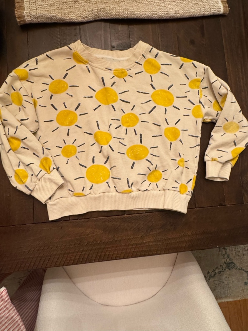 Bobo Choses Kids Sunshine Print Crew Sweatshirt Cotton S 6-7 Lounge Play Clothes